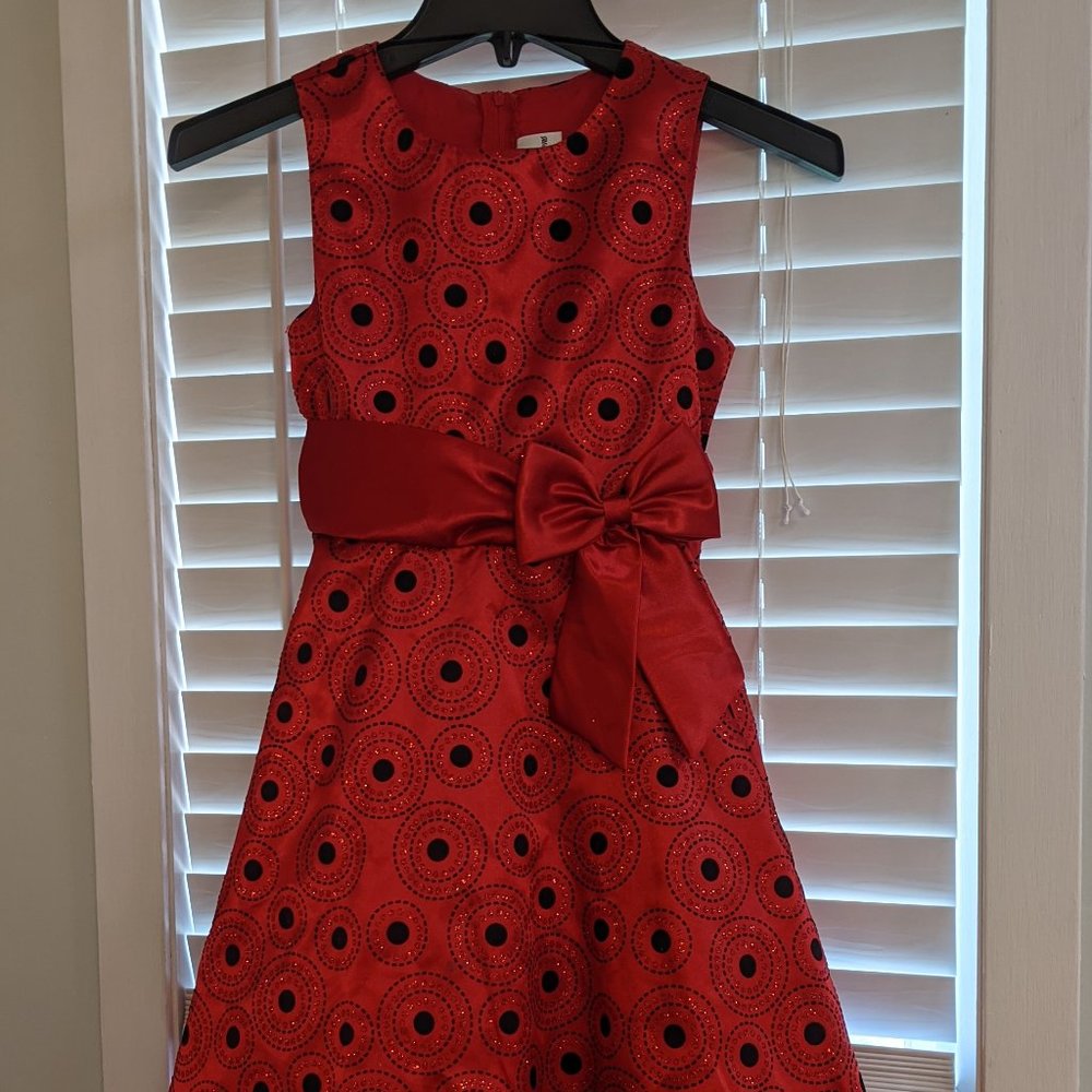 Girls Special Occasion Beautiful Red Polka Dot Dress